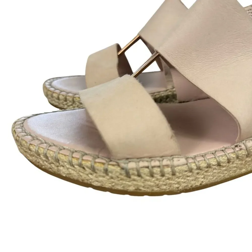 Cole Haan Womens Espadrille Sandals Slingback Pink Shoes Wide Strap Leather 9 B
